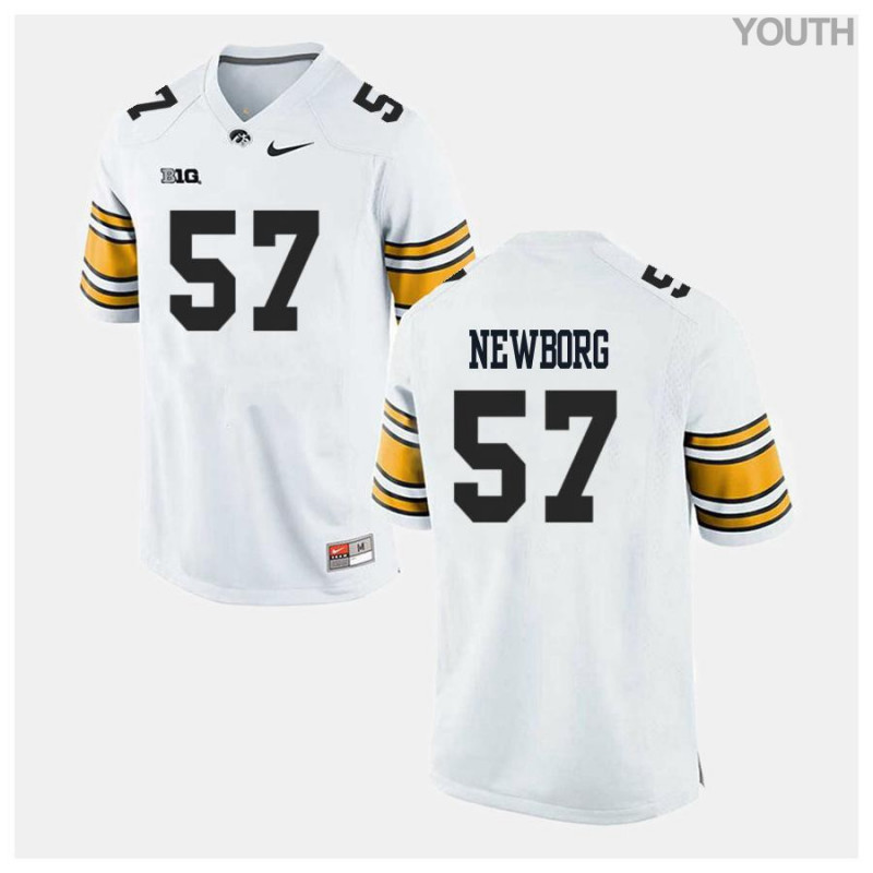 Youth Iowa Hawkeyes NCAA #57 Jake Newborg White Authentic Nike Alumni Stitched College Football Jersey YK34H50KH